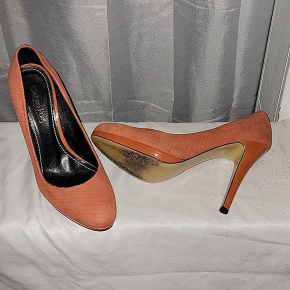 CHELSEA PARIS suede orange pumps - Picture 3 of 5